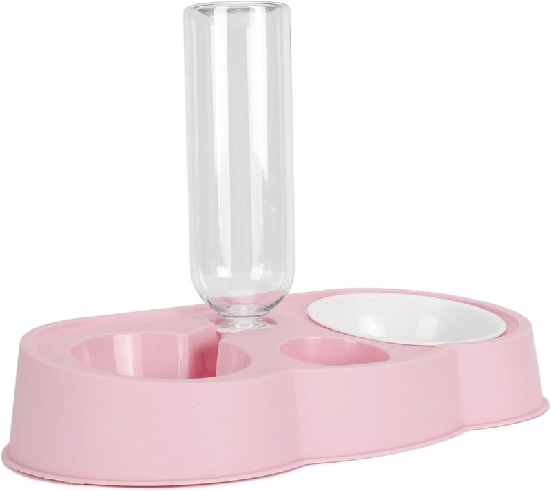 Pet Water and Food Bowl Set, Stable Non - Slip Double Bowls with Automatic Water Dispenser for Cats and Small Dogs - Durable ABS, Easy to Clean, Space Saving Design (Pink) - Image 5
