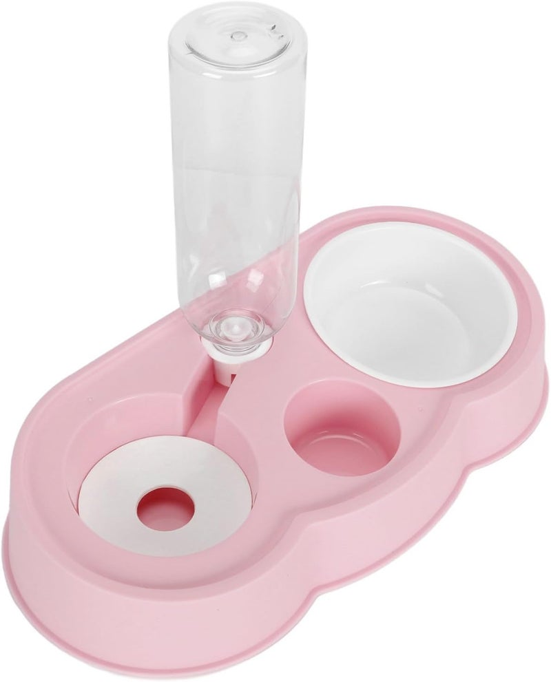Pet Water and Food Bowl Set, Stable Non - Slip Double Bowls with Automatic Water Dispenser for Cats and Small Dogs - Durable ABS, Easy to Clean, Space Saving Design (Pink) - Image 2