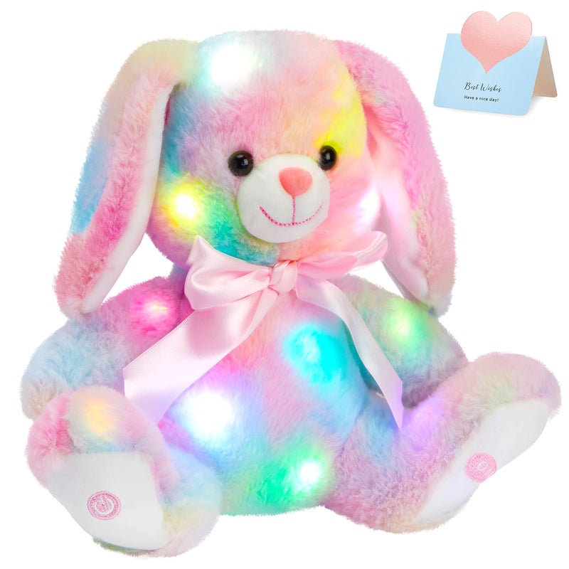 Glow Guards 10 Easter Light up Rainbow Bunny Stuffed AnimalSoft Glowing Rabbit Plush Toy with Lop Eared Night LightBirthday Christmas for KidsGirlsBoys - Image 2