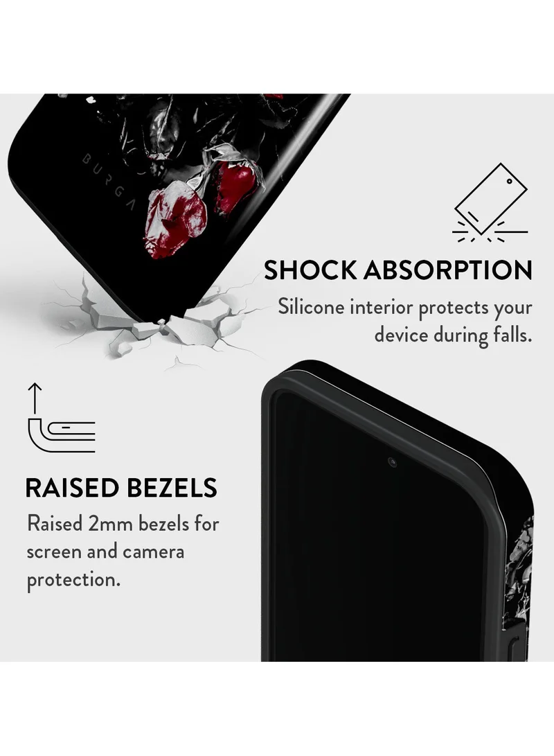 BURGA iPhone 14 Pro Max Case, 2 Piece Hard Shell + TPU Silicone Interior, Shock Absorption, All Port Accessible, Raised Bezel For Screen & Camera Protection, Never Fading HQ Print, Crimson Bouquet