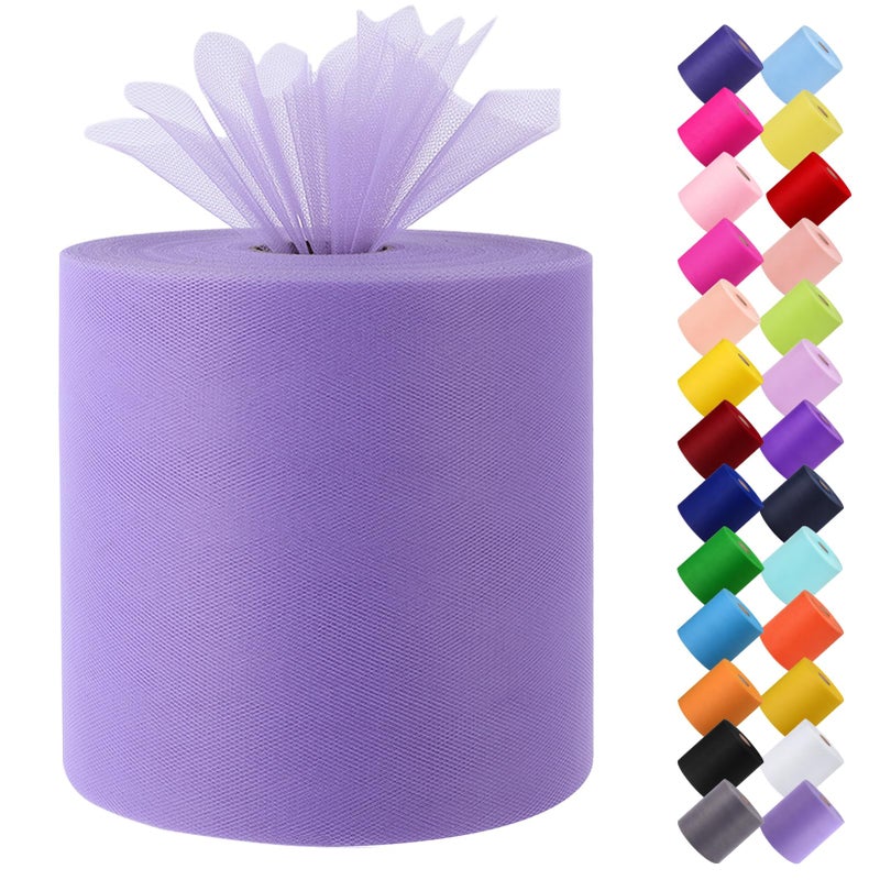 Tulle Fabric Roll 6 by 200 Yards 600FT Tulle Organza Fabric Spool for DIY Tutu Skirt Baby Shower Decor Wedding Backdrop Crafts Birthday Party Supplies Lavendar