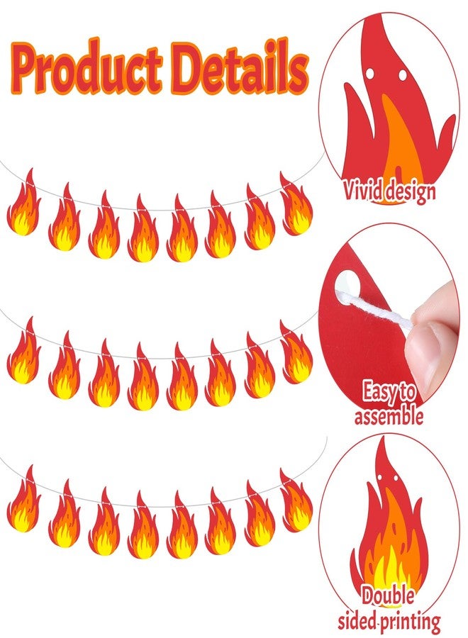 Trandraft 3 Set 6.9 ft Flame Banner Flags Party Accessory Flame Bunting Flags String Hanging Party Banner Decorations with Rope for Party Events Celebration - Image 3