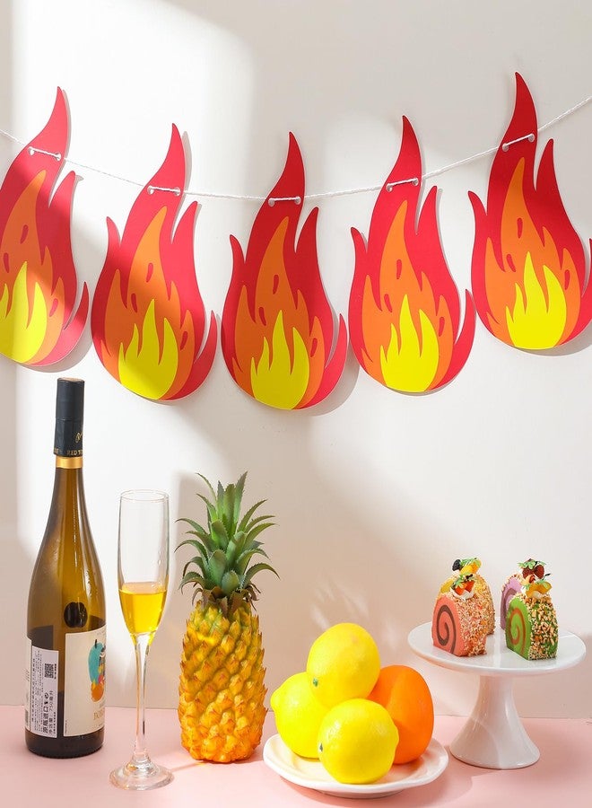 Trandraft 3 Set 6.9 ft Flame Banner Flags Party Accessory Flame Bunting Flags String Hanging Party Banner Decorations with Rope for Party Events Celebration - Image 5