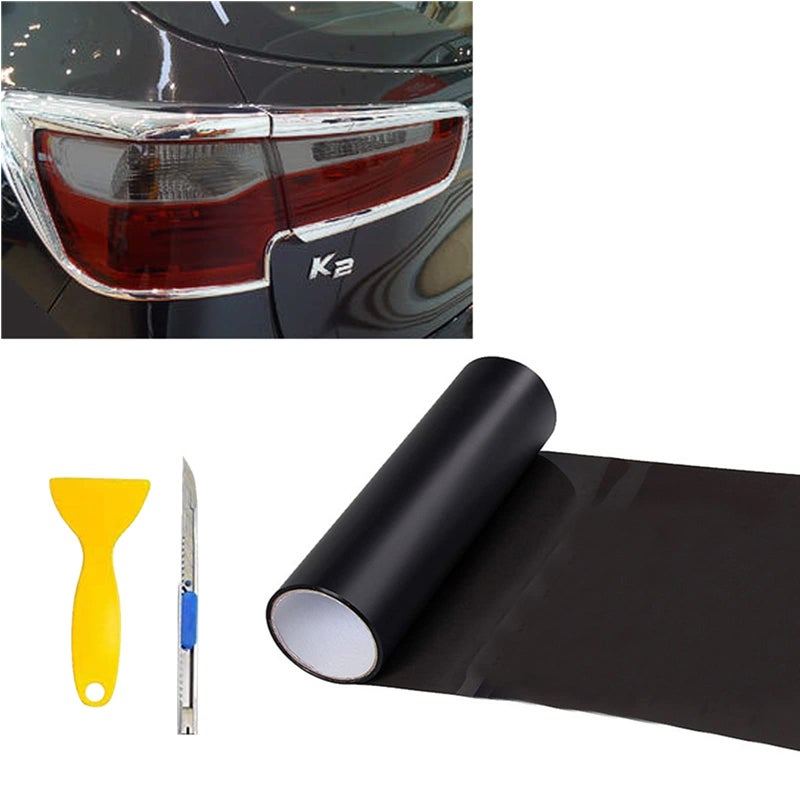 12 X 48 Matt Black Tint Vinyl Wrap Film Roll for Car Headlight Taillight Fog Lights with Squeegee  CutterMatt Black