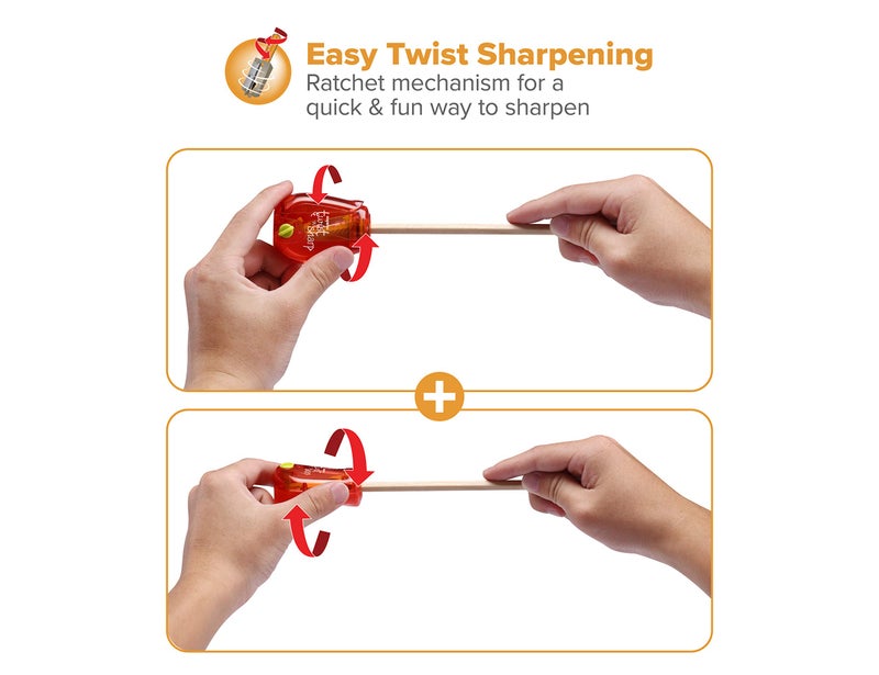 Bostitch Office Twist-n-Sharp Pencil Sharpener, for Kids & Colored Pencils, Assorted Colors (PS1-RED-EC) - Image 5