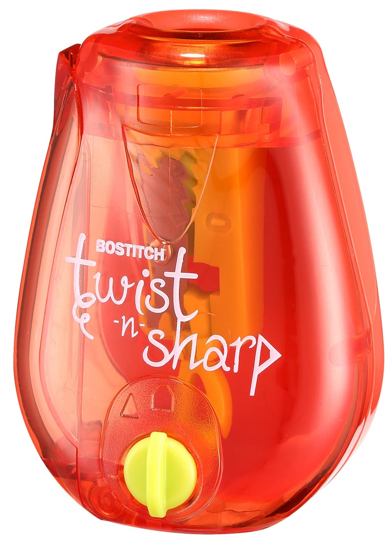 Bostitch Office Twist-n-Sharp Pencil Sharpener, for Kids & Colored Pencils, Assorted Colors (PS1-RED-EC) - Image 1
