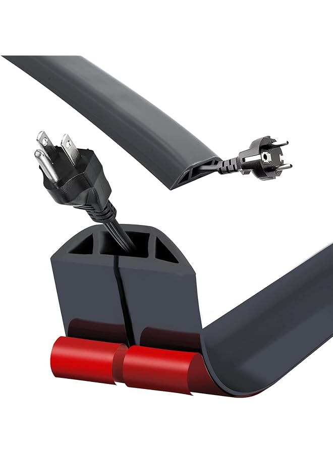 6.5FT Cable Cover, Electrical Cord Protector for Wires on Floor, Hide Cords, Wire Management (Medium- 6.5Feet, Black)