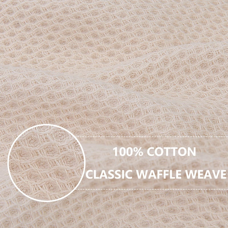 Homaxy 100% Cotton Oversized Waffle Weave Kitchen Dish Towels, Ultra Soft Absorbent Quick Drying Cleaning Towel, 20 x 28 Inches, 4-Pack, Beige - Image 2