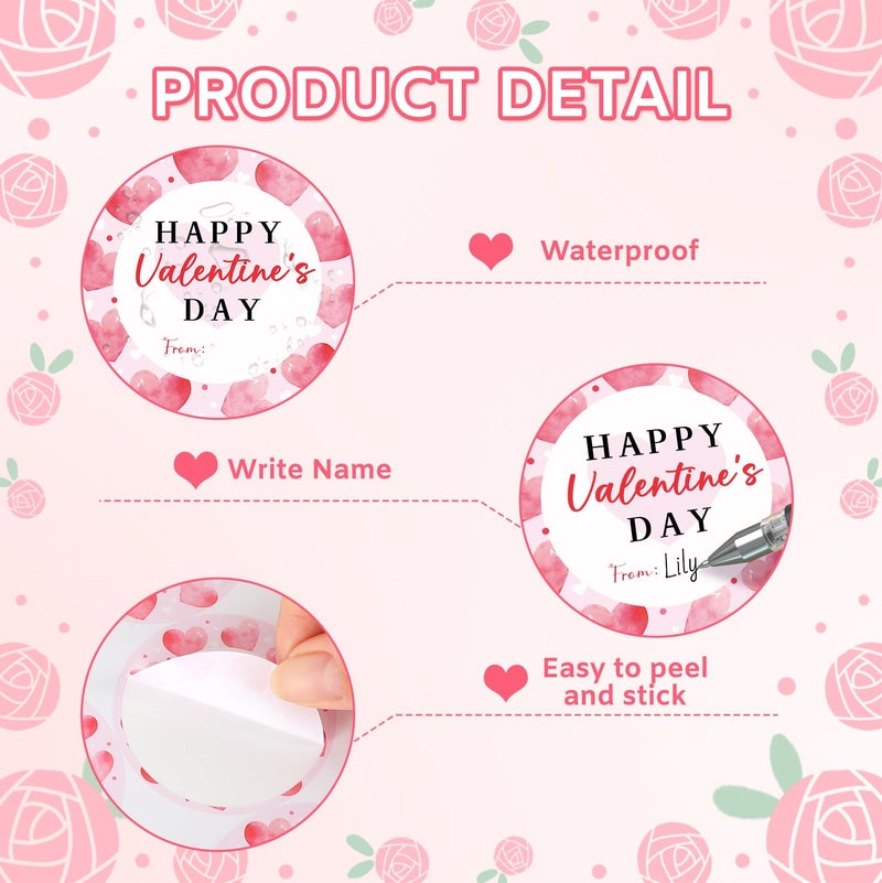 Yewfold Happy Valentines Day Stickers,2 Inch Round 60Pcs Valentines Day Stickers for Gift Wrapping, Envelopes, Cards, DIY Crafts (Heart) - Image 3