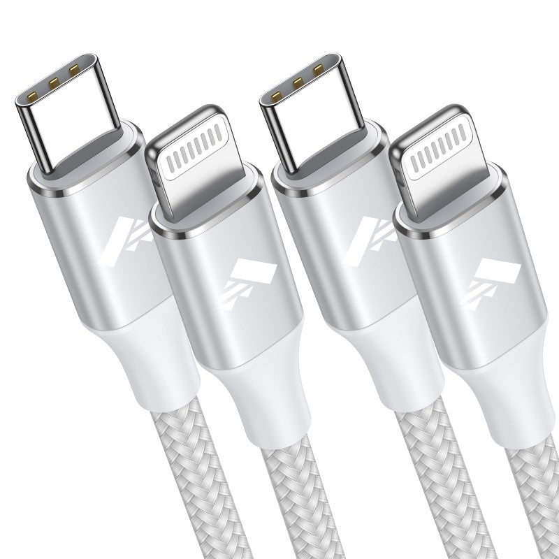 Aioneus كابل USB C إلى Lightning بطول 6 أقدام 2 حزمة [معتمد من Apple MFi] شاحن iPhone USB C توصيل الطاقة السريع كابل USB C إلى Lightning مضفر لنقل الطاقة لجهاز iPhone 14 13 12 11 Pro Max X XS 8 7 6s Plus - Image 1