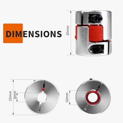 CNCTOPBAOS 3Pcs 8x10mm Shaft Coupling Servo/Stepper Motor Jaw Shaft Coupler 8mm to 10mm Aluminum Jaw Spider Plum Coupling D25L30 Connector for 3D Printer/DIY Encoder/CNC Machine - Image 4