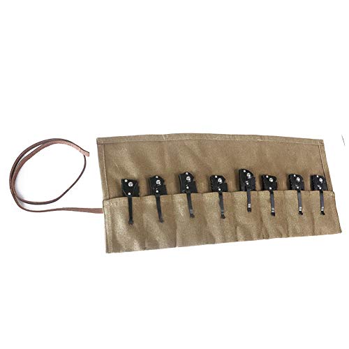 Hersent Pocket Knife Roll Bag,Waxed Canvas Small Knife Roll Up Pouch,Folding Knife Storage Case,Tactical Knife Protectors Sheath, Multi-Purpose Knife Roll With 8 Slots For Display Camping Hiking - Image 4