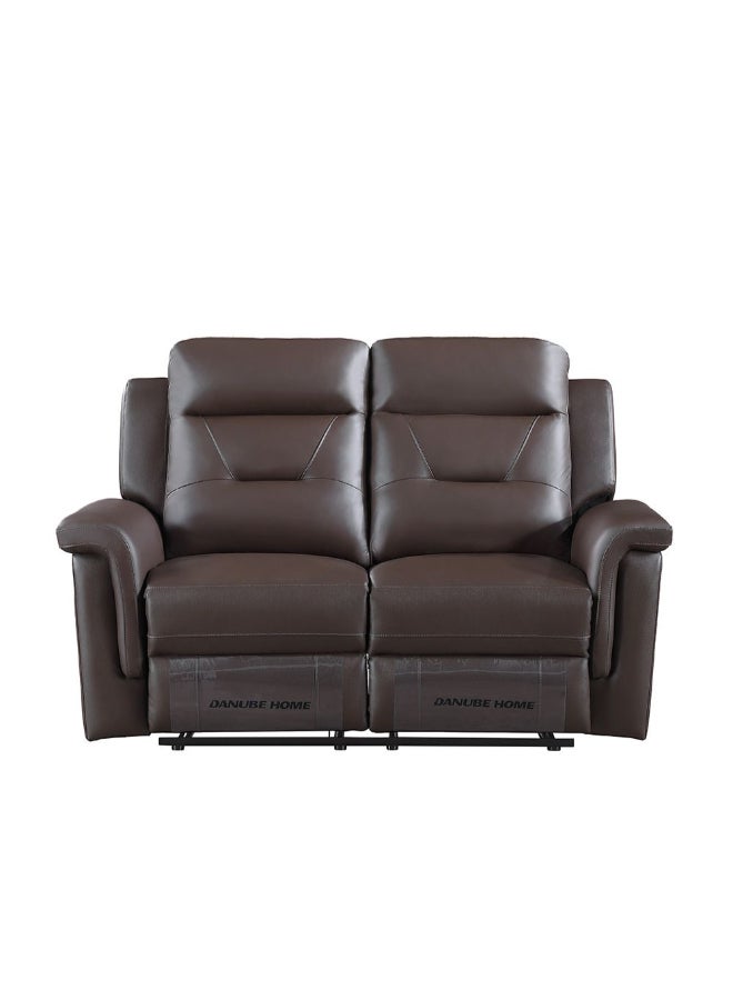 DANUBE HOME Nato 2-Seater Half Leather Recliner, Stylish Upholstered Two-Seater Sofa With Reclining Function, Modern Living Room Comfort & Durable Design  – Brown - Image 1