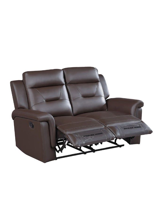 DANUBE HOME Nato 2-Seater Half Leather Recliner, Stylish Upholstered Two-Seater Sofa With Reclining Function, Modern Living Room Comfort & Durable Design  – Brown - Image 3
