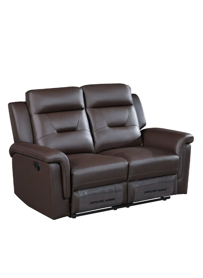 DANUBE HOME Nato 2-Seater Half Leather Recliner, Stylish Upholstered Two-Seater Sofa With Reclining Function, Modern Living Room Comfort & Durable Design  – Brown - Image 2