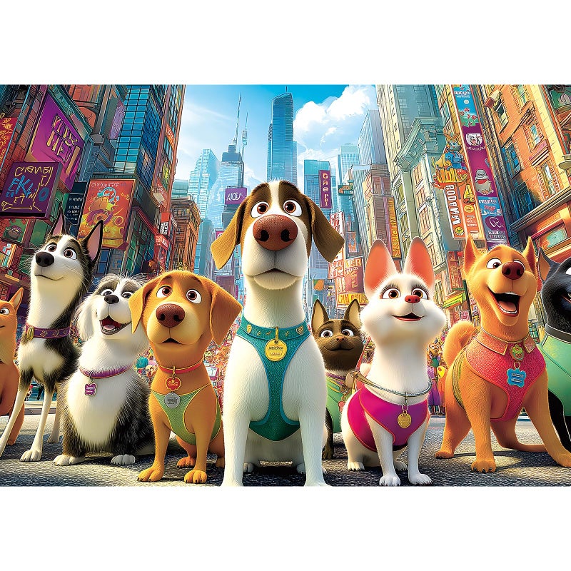 Blueforest 1000 Piece Jigsaw Puzzle for Adults Cute Cartoon Dogs in City Street Fun Unique Adult Puzzles for Relaxation Family Activity 275x197 Inch - Image 3