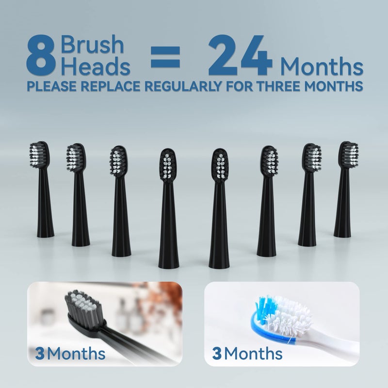 7AM2M Sonic Electric Toothbrush for Adults and Kids- High Power Rechargeable Toothbrushes with 8 Brush Heads,5 Adjustable Modes, Built-in 2-Minute Smart Timer,4 Hours Fast Charge for 30 Days(Black) - Image 2