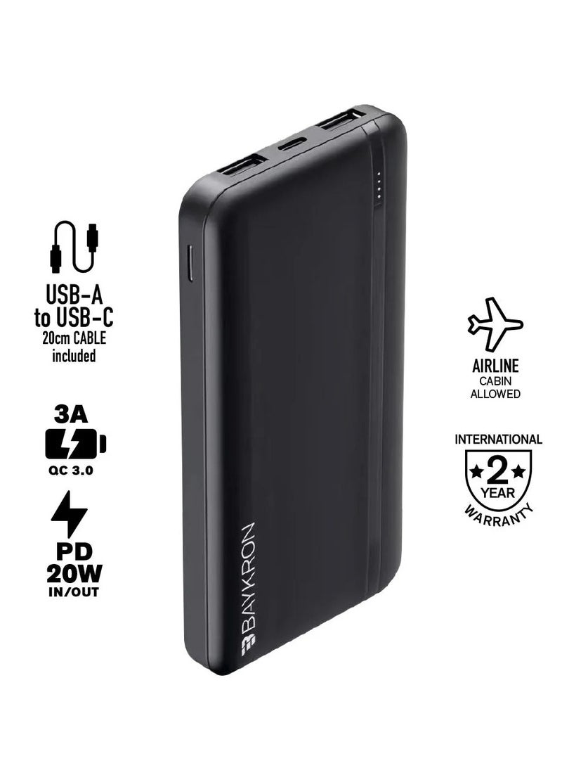 Baykron 10000 mAh PD Power Bank 2 Input 3 Output 10,000 mah black - Image 2