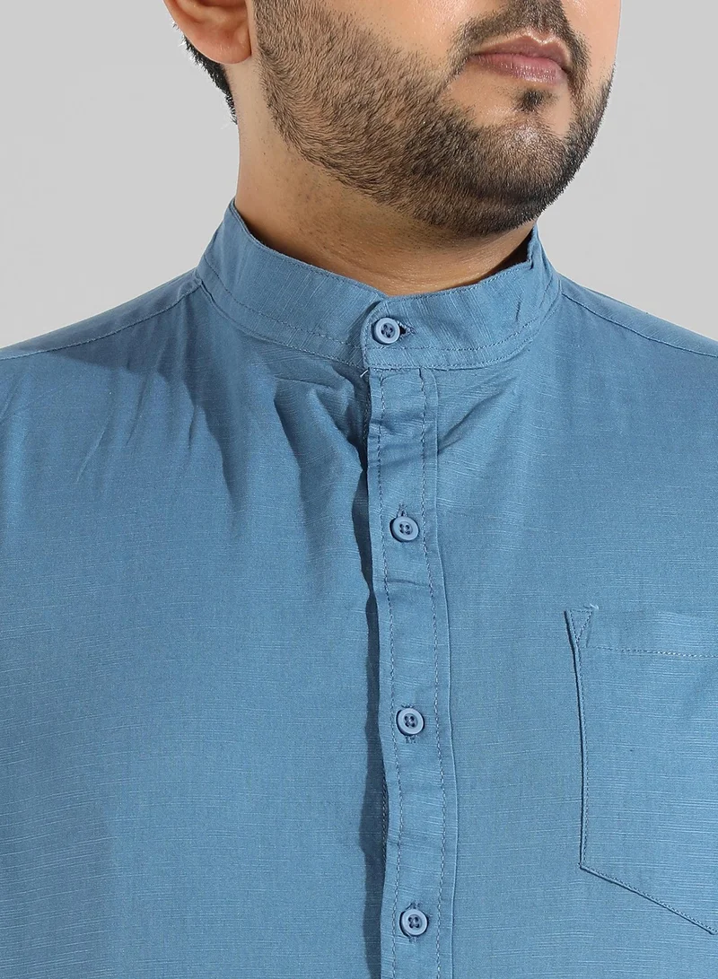 Instafab Plus Men's Solid Blue Regular Fit Casual Shirt