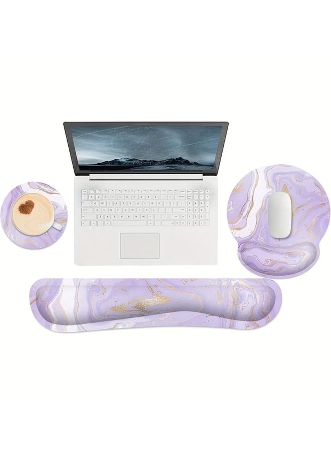 Purple Ergonomic Wrist Rest Mouse Pad and Keyboard Support Non Slip Rubber Base for Gaming Office - Image 2