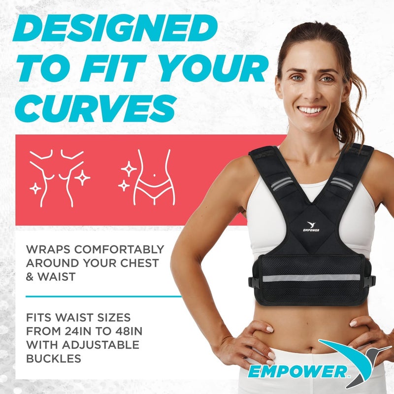 Empower Weighted Walking Vest for Women with Reflective Strips – Fixed 8lbs, Adjustable 4-10lbs (4 in1) or Adjustable10-16lbs (4 in 1), Strengthen Muscles, Boost Bone Health, and Burn More Calories for Workout - Image 4