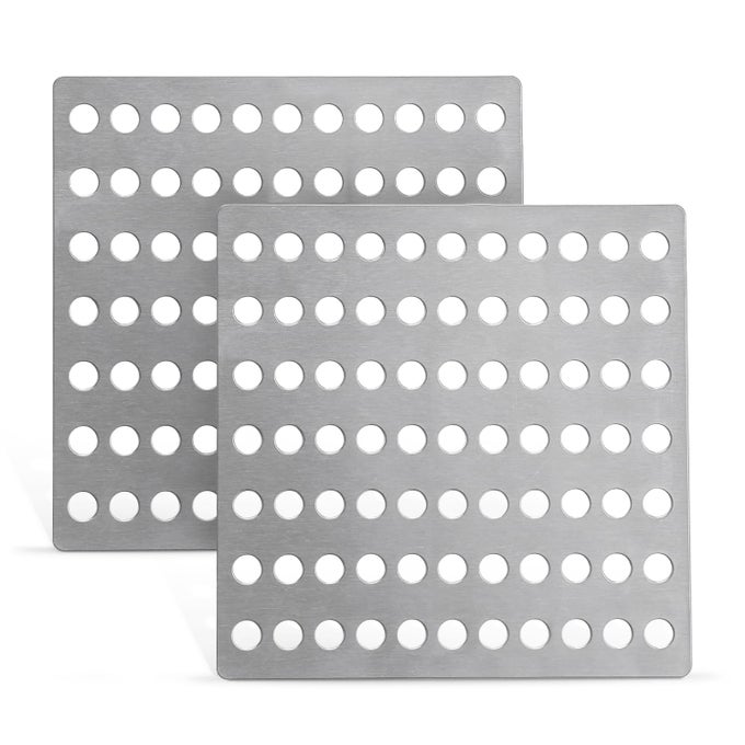 STEEL DRAIN COVER 15 X 15CM PACK OF 2 RUSTPROOF SWIRL DRAIN COVERS OUTDOOR INDOOR DURABLE MESH DRAINAGE COVERS SUITABLE AS SHOWER DRAIN COVER GARDEN LEAF GUARD 2