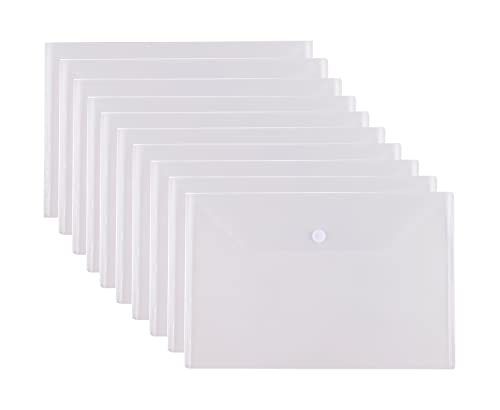YESSART 11 x 17 Clear Large Plastic Envelopes Document File Storage Holder 10 Pack Hook Loop Closure - Image 1