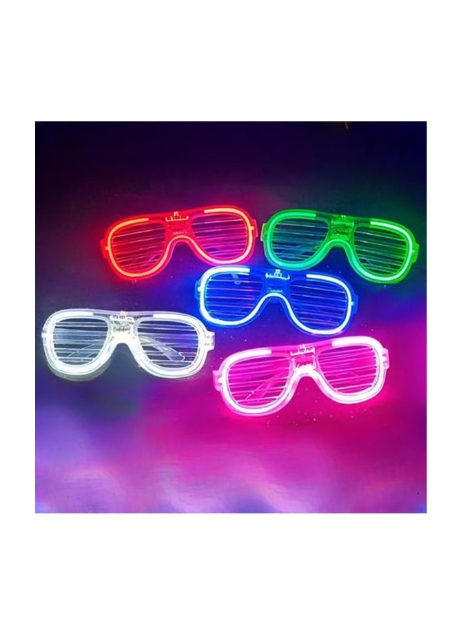 Bukela 5 Pack LED Glow in the Dark Glasses - Light Up Shutter Shades for Neon Parties, Raves, and More  - Image 1