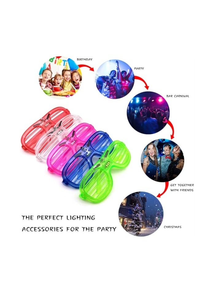 Bukela 5 Pack LED Glow in the Dark Glasses - Light Up Shutter Shades for Neon Parties, Raves, and More  - Image 2