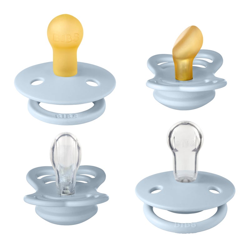 Bugaboo مجموعة بيس تري-إت من المصاصات 4 قطع. خالية من BPA، حلمة دائرية، متناظرة وتشريحية. مطاط طبيعي/سيليكون، الحجم 1 (0-6 أشهر)، أزرق فاتح - Image 2