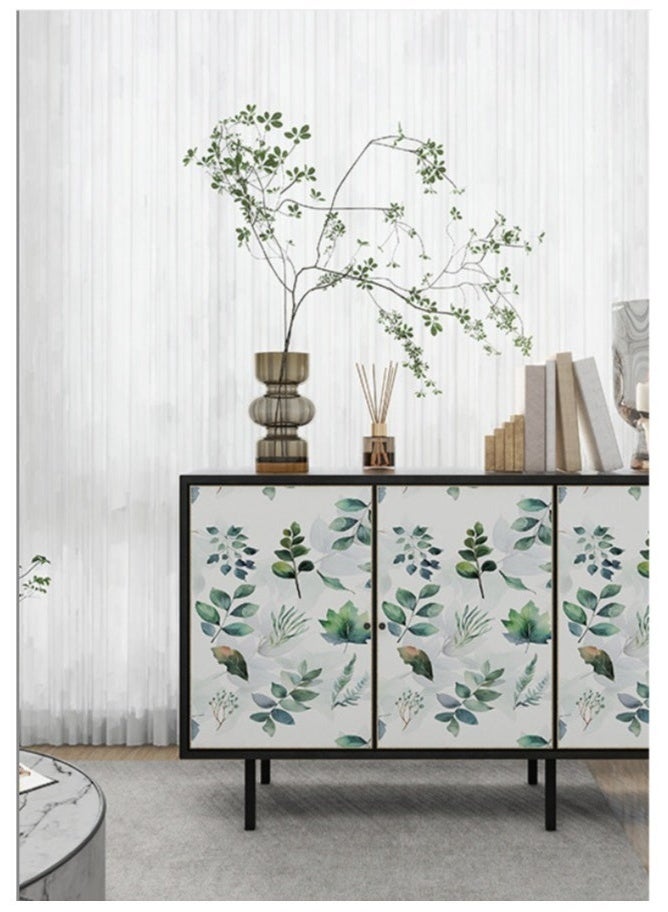 PVC Green Leaves Wallpaper 44.5cm x 5m Self Adhesive Waterproof Wallpaper Roll for Home Bedroom Living Room Kitchen Cabinet Furniture Decor Eco Friendly Oil Proof - Image 3