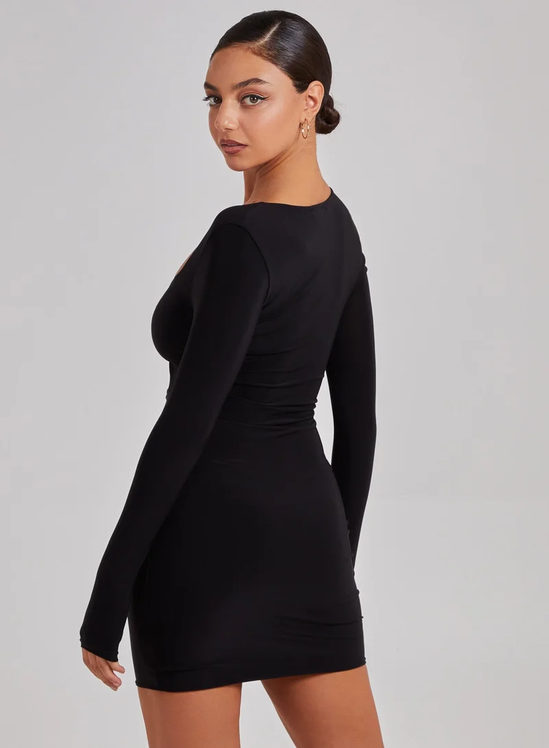 Pink Vanilla Gold Trim Slinky Cut Out Dress