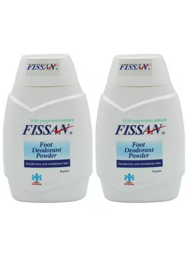 Foot Deodorant Powder With Pepermint Extracts Deodorizes And Revitalizes Feet 50g 2 pcs