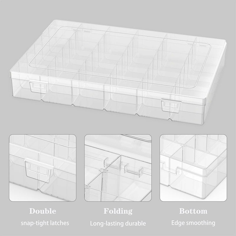 Goiio 1 Pack Plastic Organizer Container Box, 36 Grids Clear Plastic Parts Organizer Box, for Beads, Art DIY, Crafts, Jewelry, Fishing Tackle with Label Stickers - Image 3