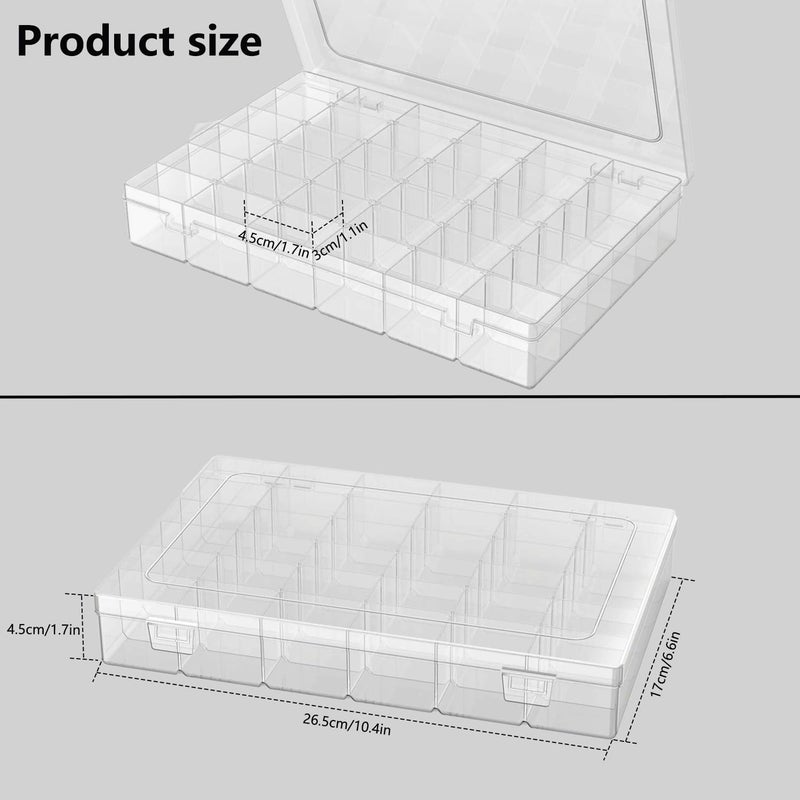 Goiio 1 Pack Plastic Organizer Container Box, 36 Grids Clear Plastic Parts Organizer Box, for Beads, Art DIY, Crafts, Jewelry, Fishing Tackle with Label Stickers - Image 2