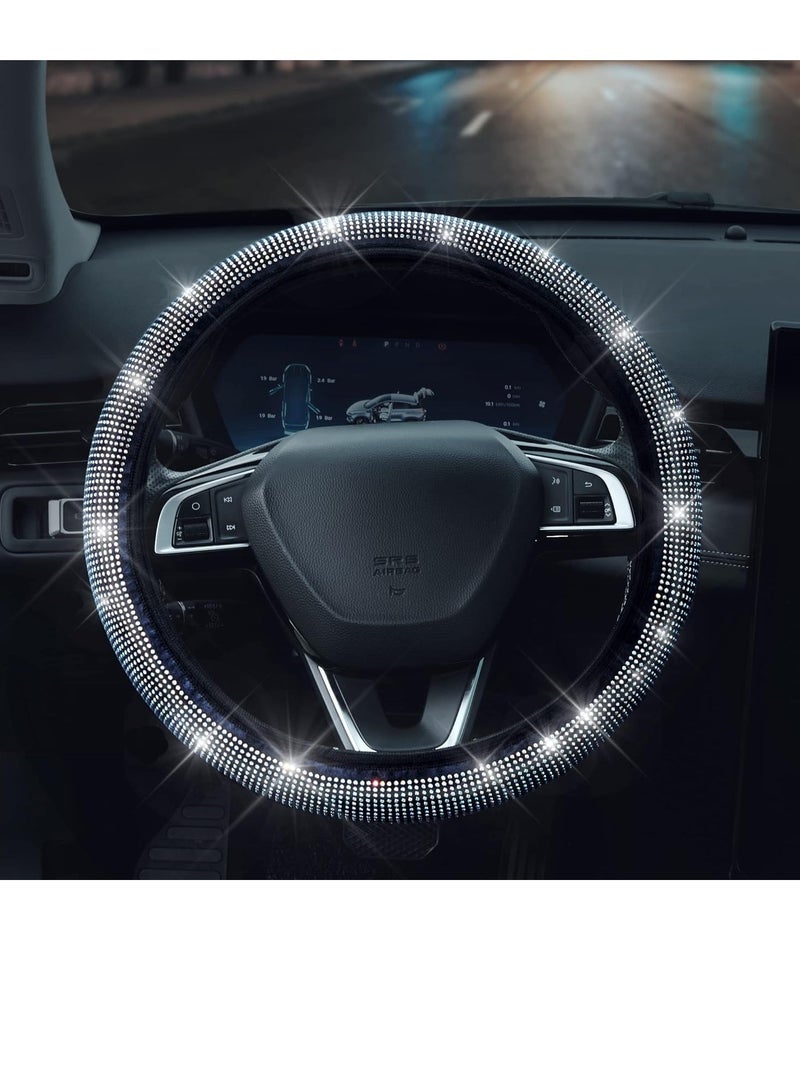 Generic Diamond Steering Wheel Cover (Black In Silver) - Image 1