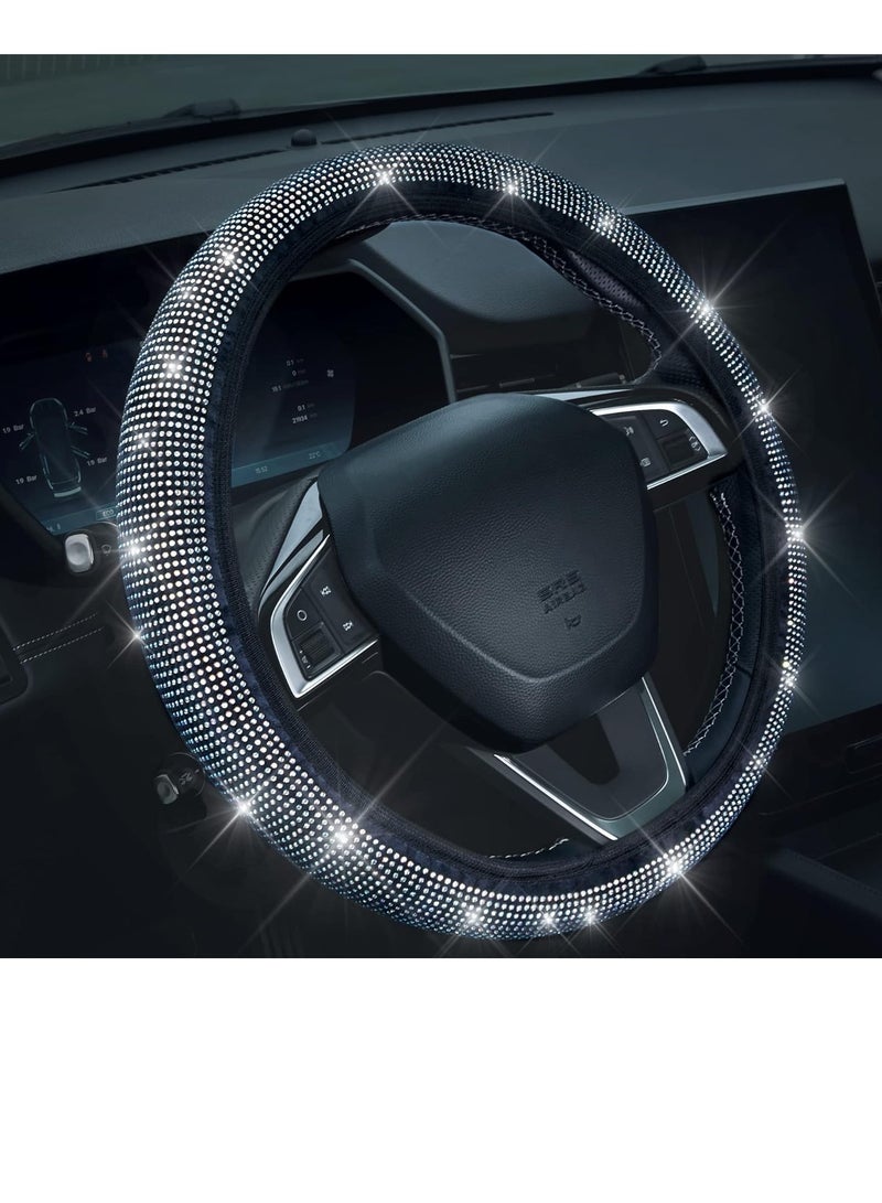 Generic Diamond Steering Wheel Cover (Black In Silver) - Image 2