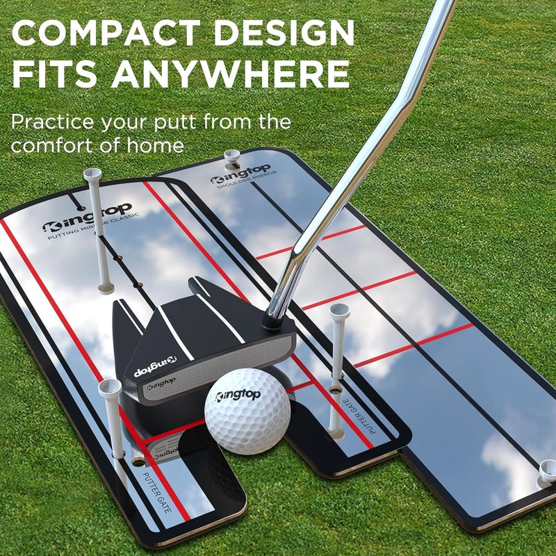 KINGTOP Golf Putting Mirror - Alignment Putting Training Aids for Consistency & Accuracy - Ideal for Indoor | Outdoor Practice, with Carry Bag and Golf Tees - Image 5