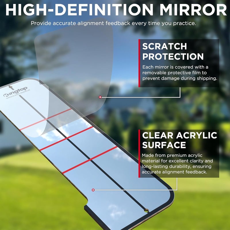 KINGTOP Golf Putting Mirror - Alignment Putting Training Aids for Consistency & Accuracy - Ideal for Indoor | Outdoor Practice, with Carry Bag and Golf Tees - Image 4