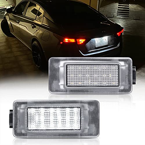 NSLUMO LED License Plate Lights Compatible w/ 2019-2021 Ni-ssan Altima Versa Sentra Rogue, OEM Led Number Lamps Replacement Canbus Error Free 6000K 18-SMD Xenon White Led Rear Tag Light Kit Assembly - Image 1