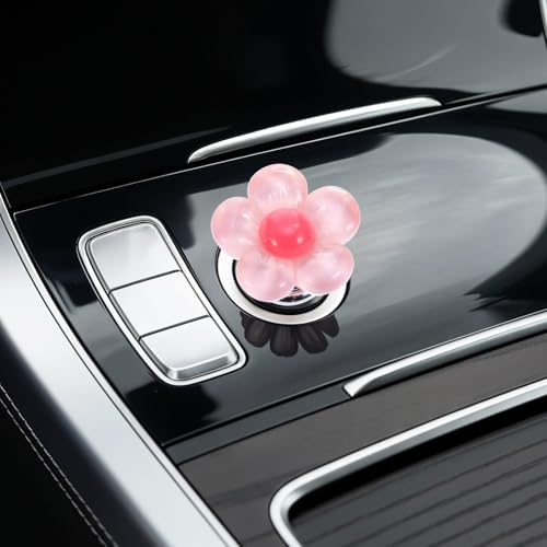 WJIAAA 2 Pcs Cute Pink Car Accessories Girly Pink Flower Push to Start Button Cover for Women Universal Engine Start Stop Button Decor - Image 1