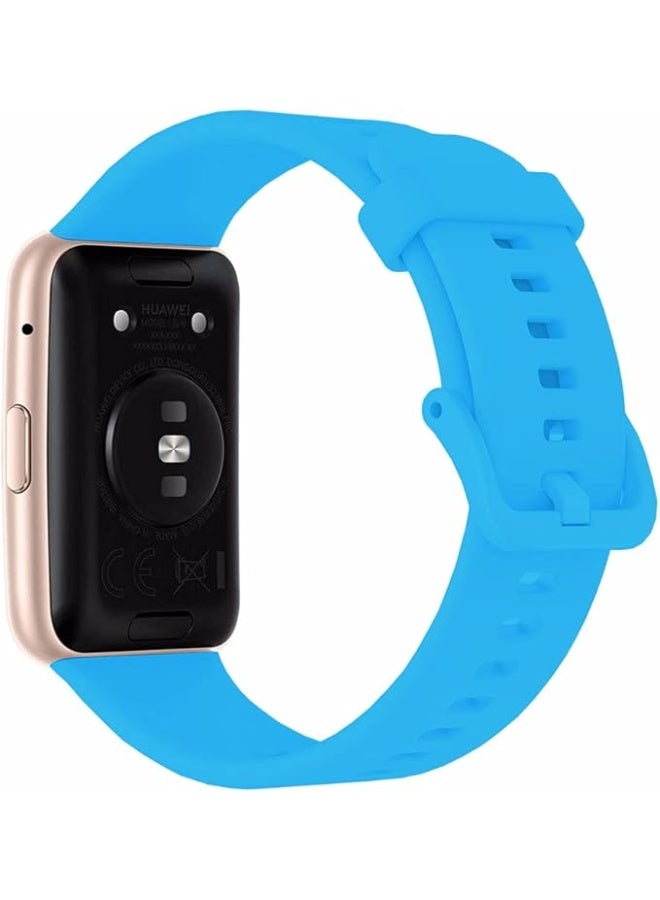 ووتش متوافق مع هواوي ووتش فيت سبشال إديشن، سوار استبدال سيليكون ناعم، مقاوم للتآكل، قابل للتهوية - ازرق سماوى - Image 1