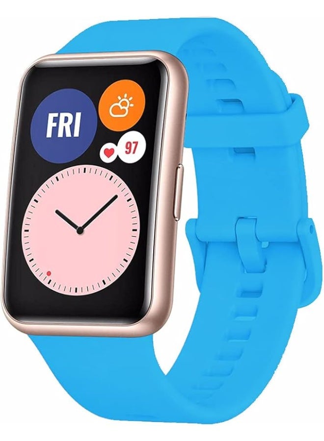 ووتش متوافق مع هواوي ووتش فيت سبشال إديشن، سوار استبدال سيليكون ناعم، مقاوم للتآكل، قابل للتهوية - ازرق سماوى - Image 2