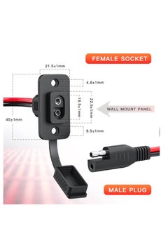 Y&D SAE Power Socket Sidewall Port with Weatherproof Quick Connector Harness, Adapter Male Plug to Female Cable 1FT 12AWG for Solar Generator Battery Charge, 2 Pack  - Image 2