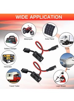 Y&D SAE Power Socket Sidewall Port with Weatherproof Quick Connector Harness, Adapter Male Plug to Female Cable 1FT 12AWG for Solar Generator Battery Charge, 2 Pack  - Image 3