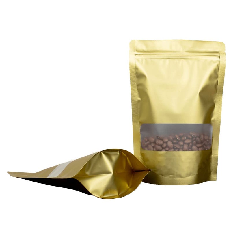 Deera DEERA Stand Up Ziplock Reusable Airtight Polyester Storage Pouch Gold160mmX230mmPack of 100  - Image 1