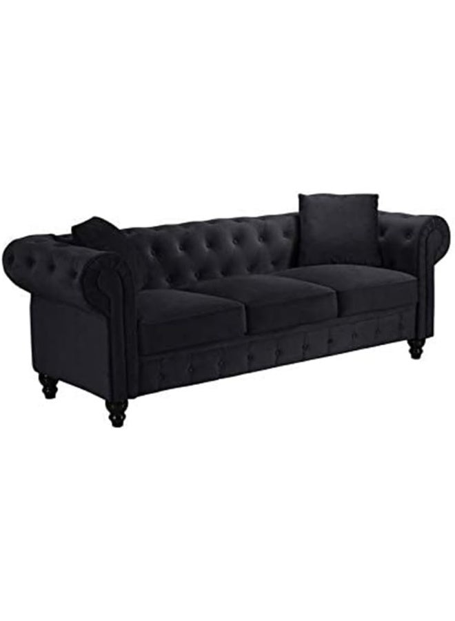 Comfynest Velvet Chesterfield Sofa Set Elegant 4 Seater Living Room Furniture with Button Tufted Upholstery (Black)  - Image 4