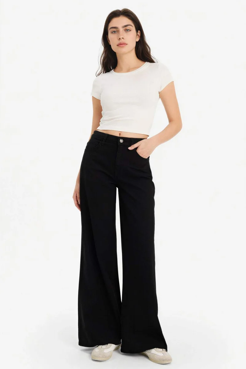 ديفاكتو Cotton Wide Leg Normal Gabardine Trousers