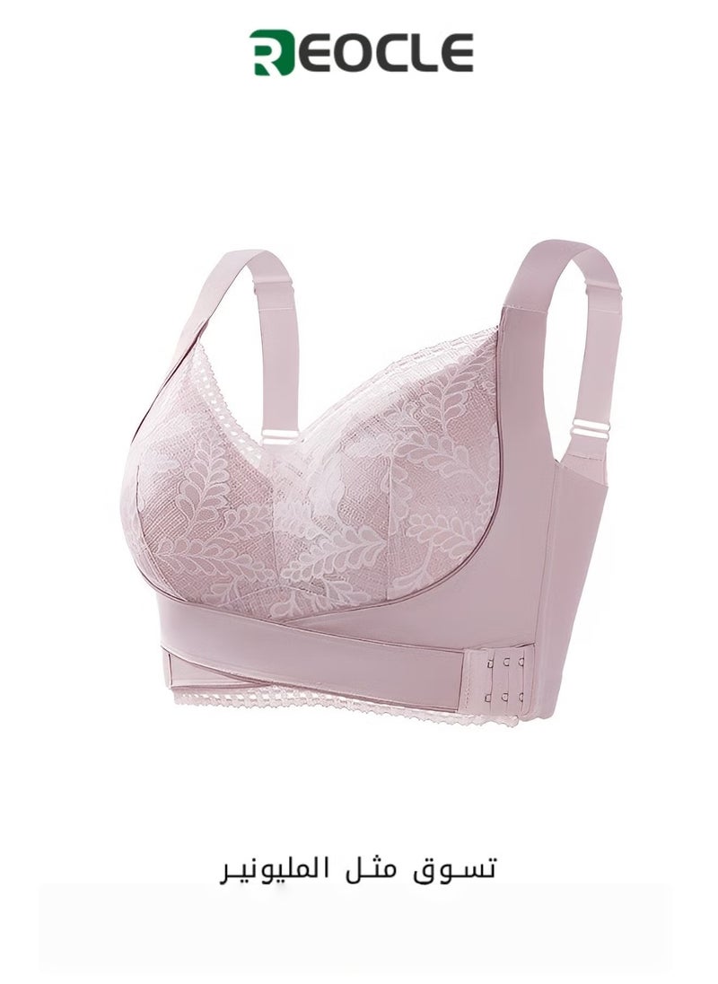 REOCLE Women's Lace Bras Front Criss Cross Bras Wireless Push Up Seamless Bra Comfy Posture Corrector Sports Yoga Bra  - Image 1