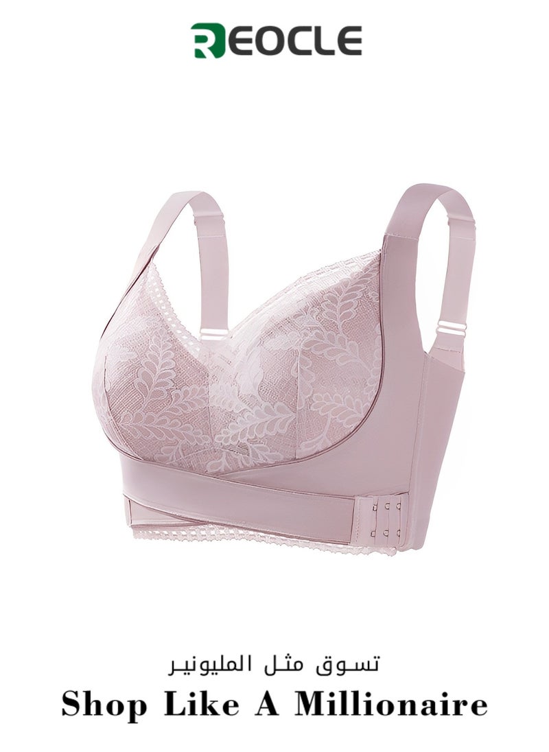 REOCLE - Women's Lace Bras Front Criss Cross Bras Wireless Push Up Seamless Bra Comfy Posture Corrector Sports Yoga Bra - Image 1